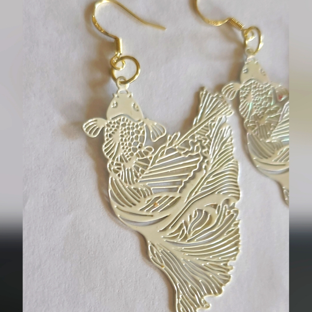 Hand Crafted Koi Fish Earrings - Picture 2 of 3